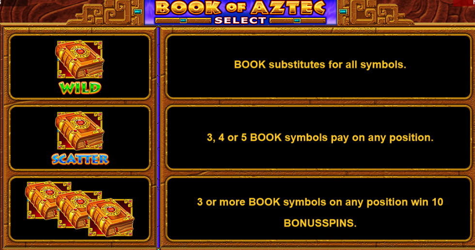 Book of Aztec Select Bonus