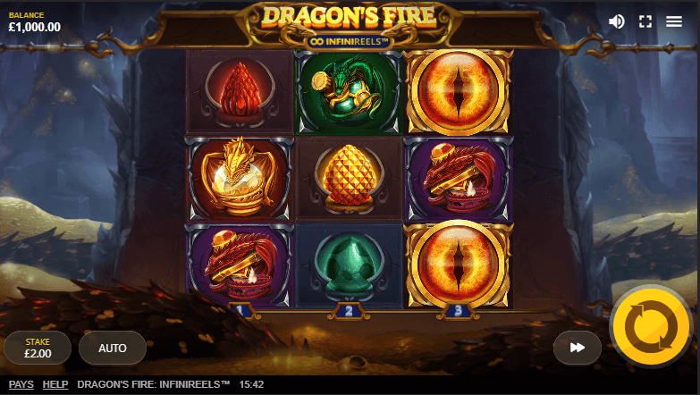 Dragons Fire Infinireels-Oberfläche