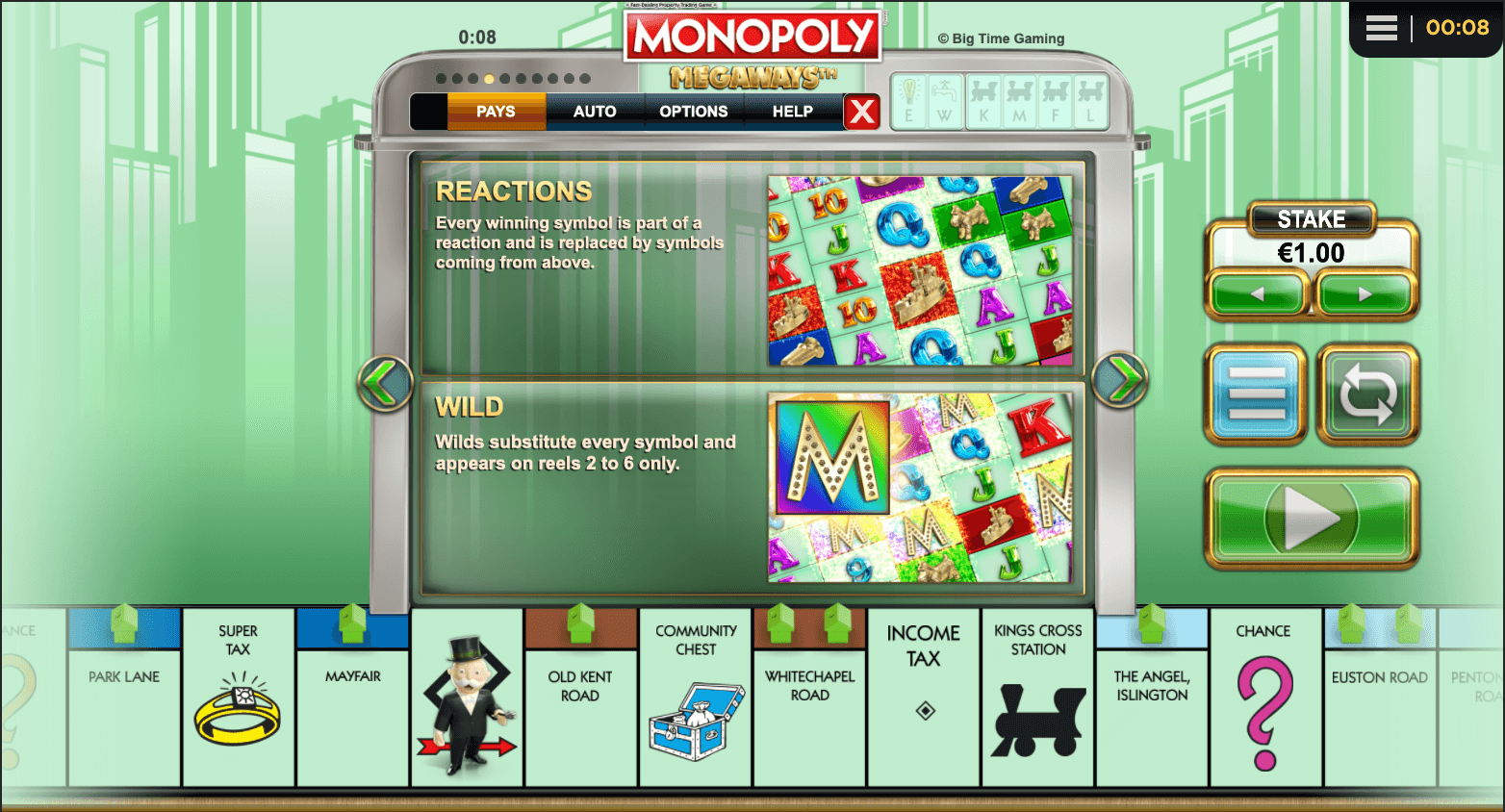 Zusätzliche Funktionen von Monopoly Megaways