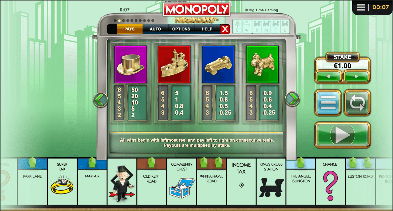 Monopoly Megaways Auszahlungstabelleways