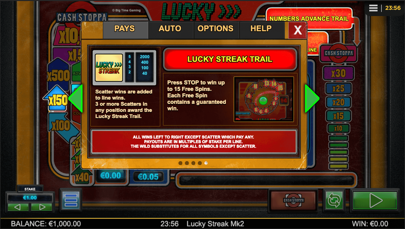 Lucky Streak Mk2 Sonderoptionen