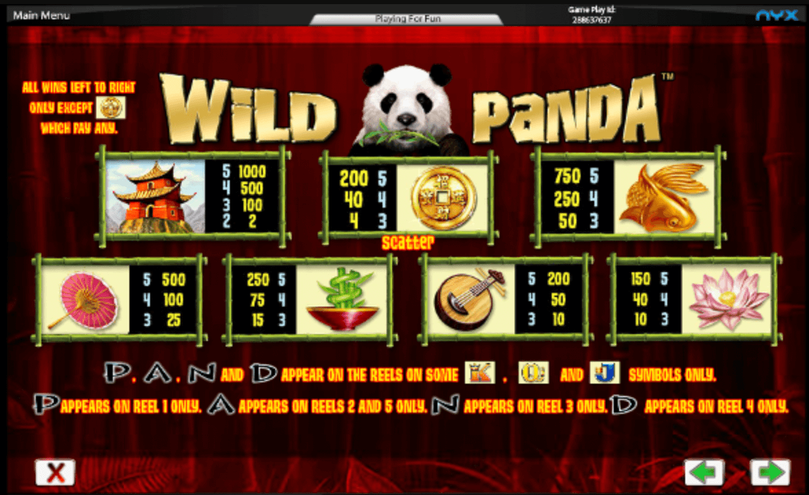 Wild Panda_paytable